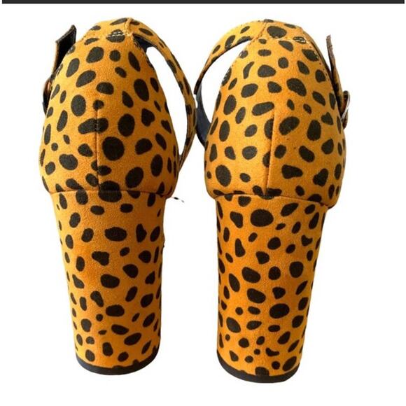 NEW look cheetah print shoes block 4” heel open toe size 37 - Picture 3 of 5